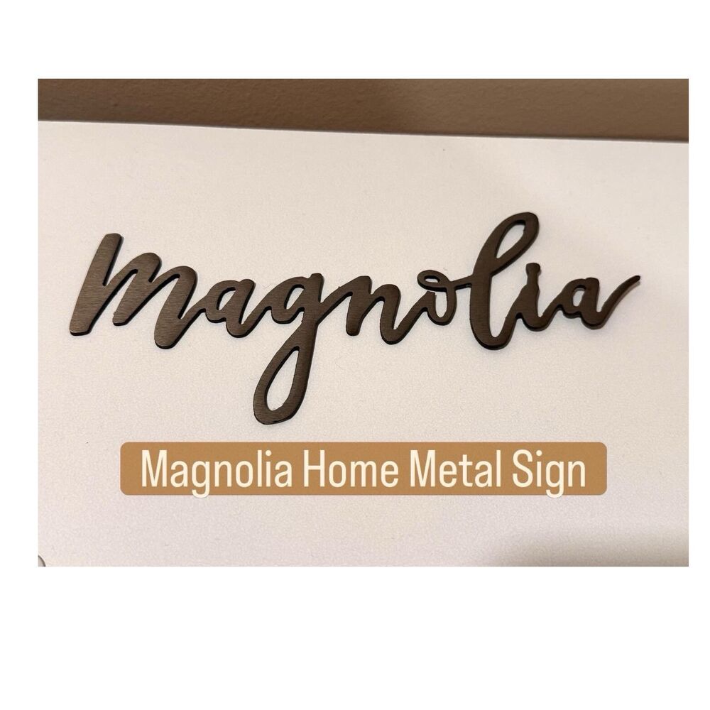 Magnolia Black Metal Script Letters Wall Sign, Horizontal Decorative Home Decor